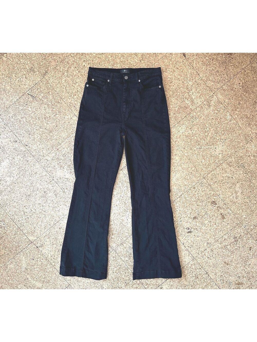 7 For All Mankind Ultra High Rise Dojo Black Seamed Bootcut Jeans W29 L33 EUC
